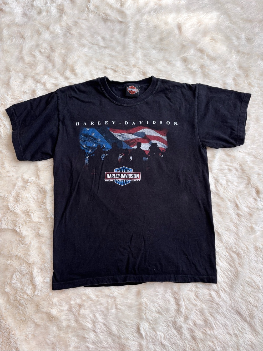 Harley Davidson Mile High Denver, CO Black Patriotic Logo T Shirt Unisex Medium